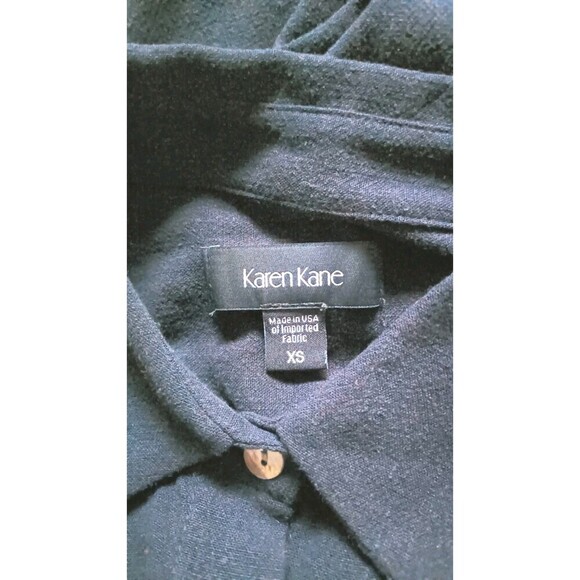 Karen  Kane Shirt Dress Size XS Black Linen Blend Button Down Cuffed Sleeves - Picture 3 of 8
